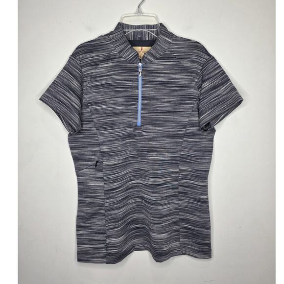 Sport Haley Tops - Sport Haley black white spacedye short sleeve polo shirt  medium golf pickleball